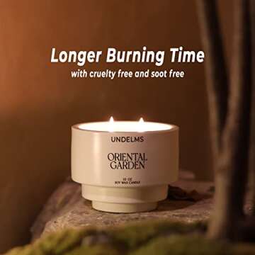 UNDELMS White Tea Scented Candle, 10 oz Candle Gifts for Women, 55 Hours Burn Time Natural Soy Candle for Relaxation, 2 Wicks Aromatherapy Candles for Home Scented