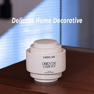 UNDELMS White Tea Scented Candle, 10 oz Candle Gifts for Women, 55 Hours Burn Time Natural Soy Candle for Relaxation, 2 Wicks Aromatherapy Candles for Home Scented