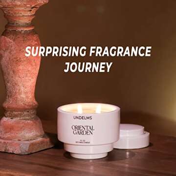 UNDELMS White Tea Scented Candle, 10 oz Candle Gifts for Women, 55 Hours Burn Time Natural Soy Candle for Relaxation, 2 Wicks Aromatherapy Candles for Home Scented