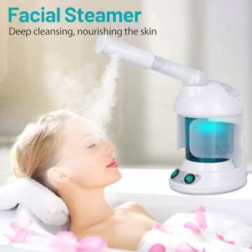 ZENY Portable Facial Steamer 2 in 1 Nano Ionic Face Steamer Humidifier and Hair Steamer with Hood, F...