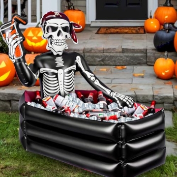 39 Inch Halloween Inflatable Skeleton Drink Cooler - Giant Ice Bucket for Parties