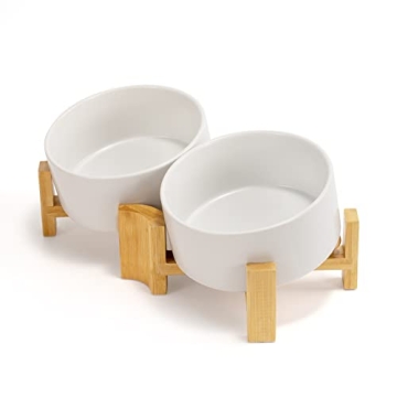 SPUNKYJUNKY Tilted Ceramic Dog Bowl Set: Stylish Pet Feeding Solution