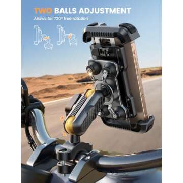 Lamicall Motorcycle Phone Mount Holder - [Metal Extension Arm] [Dual Vibration Dampener] Motorcycle ...