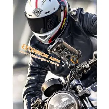 Lamicall Motorcycle Phone Mount Holder - [Metal Extension Arm] [Dual Vibration Dampener] Motorcycle Cell Phone Mount, Bike Bicycle Handlebar Phone Clamp, for iPhone 16/15/ 14 Pro Max, 4.7-6.7" Phones