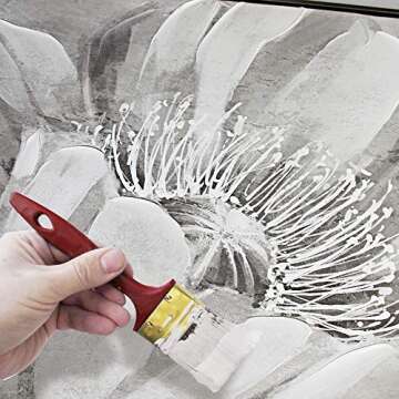 lamplig Large Grey Floral Wall Art Decor for Living Room Bedroom Modern Black and White Poppy Flower Hand Painted Oil Painting Big Framed Spring Pictures Gray Blossom Canvas Artwork 48"x32"