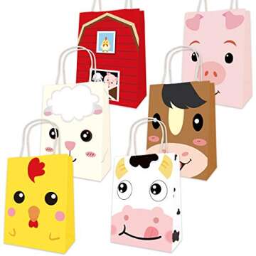 Farm Animal Bags Barnyard Party Favor Gift Treat Goody Bag for Decoration 18 Pack