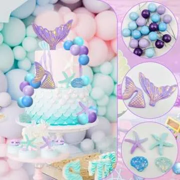 Lukinuo Mermaid Cake Topper 26Pcs for Themed Parties