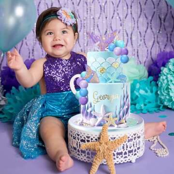 Lukinuo Mermaid Cake Topper 26Pcs for Themed Parties