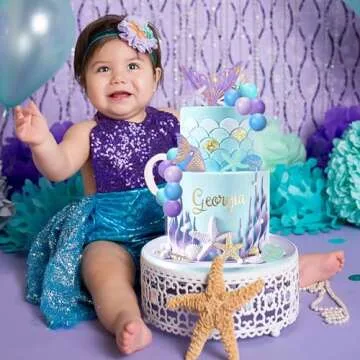 Lukinuo Mermaid Cake Topper 26Pcs for Themed Parties