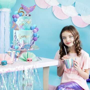 Lukinuo Mermaid Cake Topper 26Pcs for Themed Parties