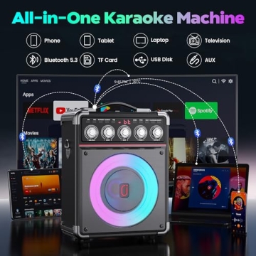 Karaoke Machine with Dual Wireless Mics and Bluetooth