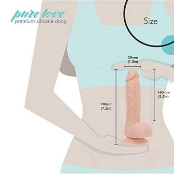 Pure Love 7.5 Inch Textured Silicone Dildo with Suction Cup