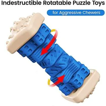 AOZOOM Tough Durable Dog Chew Toys for Aggressive Chewers, , Dog Puzzle Toys with Beef Flavor, Interactive, Safe Rubber Indestructible for Large Medium Small Dogs - Blue