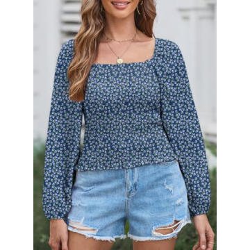 Trendy EVALESS Women's Puff Sleeve Blouse for All Occasions