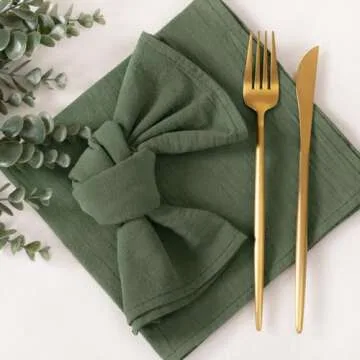 Socomi Linen Napkins Olive Green Easter Spring Cloth Napkins Bulk Washable Cotton Napkins Set of 4 17"x17" for Wedding Party Bridal Baby Shower Birthday Table Decorations