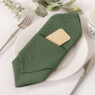 Socomi Linen Napkins Olive Green Easter Spring Cloth Napkins Bulk Washable Cotton Napkins Set of 4 17"x17" for Wedding Party Bridal Baby Shower Birthday Table Decorations
