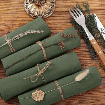Socomi Linen Napkins Olive Green Easter Spring Cloth Napkins Bulk Washable Cotton Napkins Set of 4 17"x17" for Wedding Party Bridal Baby Shower Birthday Table Decorations