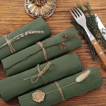 Socomi Linen Napkins Olive Green Easter Spring Cloth Napkins Bulk Washable Cotton Napkins Set of 4 17"x17" for Wedding Party Bridal Baby Shower Birthday Table Decorations