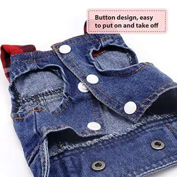 SILD Pet Clothes Dog Jeans Jacket Cool Blue Denim Coat Small Medium Dogs Lapel Vests Classic Hoodies Puppy Blue Vintage Washed Clothes (Plaid Hat,XXL)
