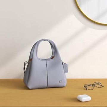 COACH Lana Handbag in Polished Pebble Leather - Grey Blue