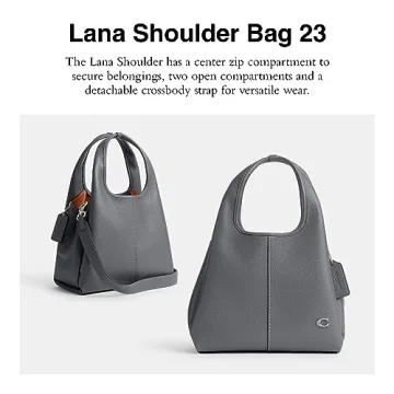 COACH Lana Handbag in Polished Pebble Leather - Grey Blue