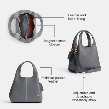 COACH Lana Handbag in Polished Pebble Leather - Grey Blue