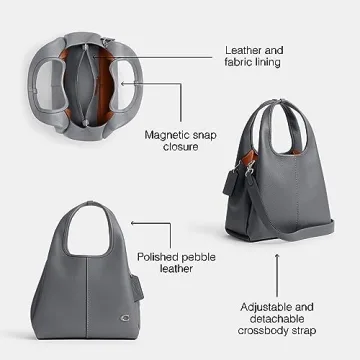 COACH Lana Handbag in Polished Pebble Leather - Grey Blue