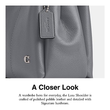 COACH Lana Handbag in Polished Pebble Leather - Grey Blue