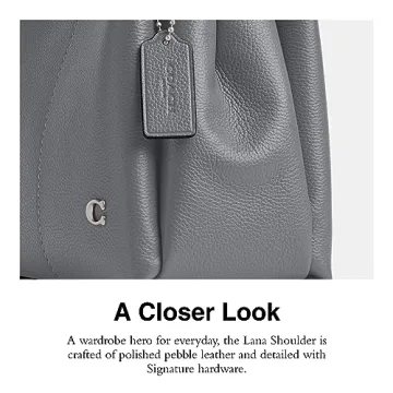 COACH Lana Handbag in Polished Pebble Leather - Grey Blue