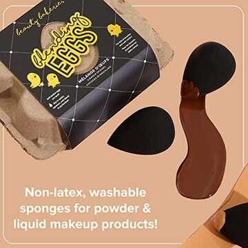 Beauty Bakerie Blending Egg Beauty Sponge Cosmetic Face Make up Blender Sponge Applicator for Powder, Liquid, Foundation, Concealer and Blending, Latex Free 6 Pack Set, Black Egg-cellence