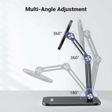 UGREEN Magnetic Phone Stand Compatible with MagSafe iPhone Holder for Desk Ergonomic Design Adjustable, Aluminum Cell Phone Stand Compatible for iPhone 16 15 14 13 12 Pro Max and MagSafe Case, Black