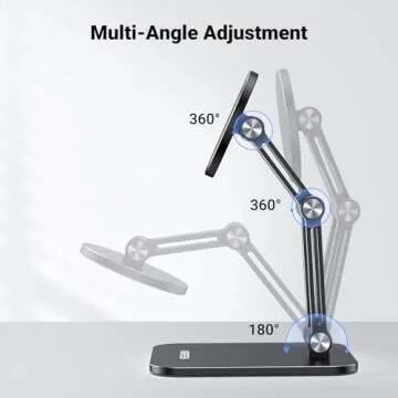 UGREEN Magnetic Phone Stand Compatible with MagSafe iPhone Holder for Desk Ergonomic Design Adjustable, Aluminum Cell Phone Stand Compatible for iPhone 16 15 14 13 12 Pro Max and MagSafe Case, Black