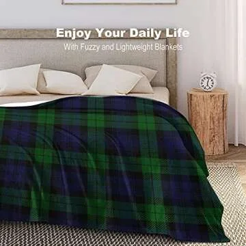XKAWPC Black Watch Plaid Super Soft Flannel Blanket Lightweight Comfortable Throw for Home Bed Couch Sofa 40inx50in, White