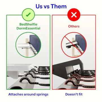 BedShelfie Bedside Shelf for College Dorm Room Bunk Bed & Top Bunk, College Dorm Room Essentials, Clip On Nightstand, Floating Bed Side Table Tray Organizer, Dorm Room Decor - DormEssential, White