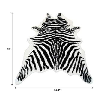 Zebra Print Faux Cowhide Rug Luxury Soft Large Size