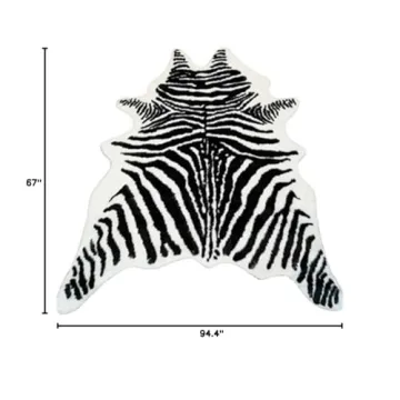 Zebra Print Faux Cowhide Rug Luxury Soft Large Size