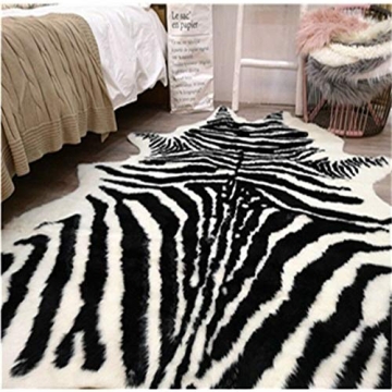 Zebra Print Faux Cowhide Rug Luxury Soft Large Size