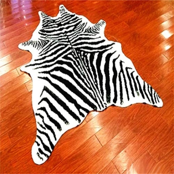 Zebra Print Faux Cowhide Rug Luxury Soft Large Size