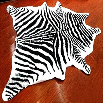 Zebra Print Faux Cowhide Rug Luxury Soft Large Size
