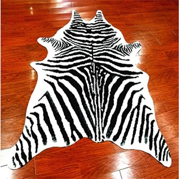 Zebra Print Faux Cowhide Rug Luxury Soft Large Size