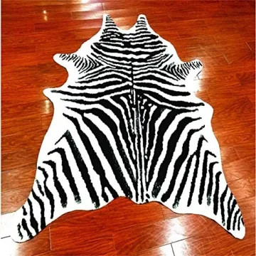 Zebra Print Faux Cowhide Rug Luxury Soft Large Size