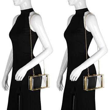 Women's Clear Purse, Acrylic Clear Clutch Bag, Transparent Stadium Approved Crossbody Shoulder Eveni...