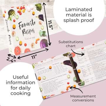 Recipe Binder 8.5x11, 3 Ring DIY Cookbook Binder Kit 12 Dividers & 25 Plastic Sleeves & 25 Recipe Pages & 36 Labels, Recipe Books Binder, Recipe Organizer Binder Kit, Recipe Book (Vegetable)