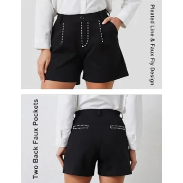 VIMPEP Women's Pleated Yoga Dress Shorts with Pockets