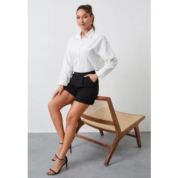 VIMPEP Women's Pleated Yoga Dress Shorts with Pockets