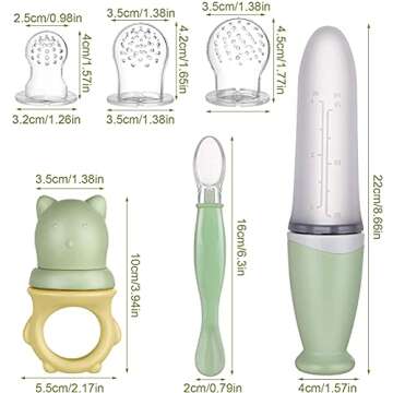 Lictin Baby Food Feeder Pacifier Set Feeding Supplies 11 Pcs - Squeeze Spoon with Fresh Silicone Bottle, Infant Hot Safety Spoon, Baby Feeding Utensil Gift Box