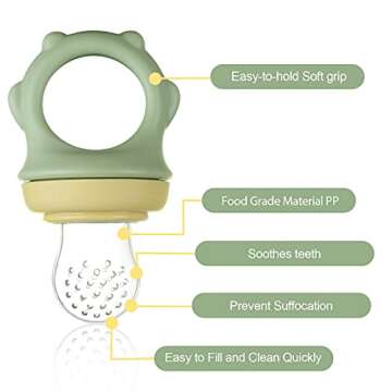 Lictin Baby Food Feeder Pacifier Set Feeding Supplies 11 Pcs - Squeeze Spoon with Fresh Silicone Bottle, Infant Hot Safety Spoon, Baby Feeding Utensil Gift Box