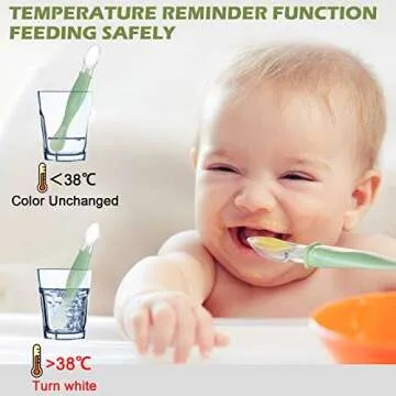 Lictin Baby Food Feeder Pacifier Set Feeding Supplies 11 Pcs - Squeeze Spoon with Fresh Silicone Bottle, Infant Hot Safety Spoon, Baby Feeding Utensil Gift Box