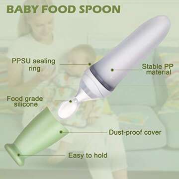 Lictin Baby Food Feeder Pacifier Set Feeding Supplies 11 Pcs - Squeeze Spoon with Fresh Silicone Bottle, Infant Hot Safety Spoon, Baby Feeding Utensil Gift Box