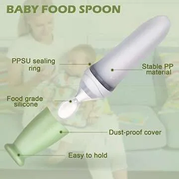 Lictin Baby Food Feeder Pacifier Set Feeding Supplies 11 Pcs - Squeeze Spoon with Fresh Silicone Bottle, Infant Hot Safety Spoon, Baby Feeding Utensil Gift Box